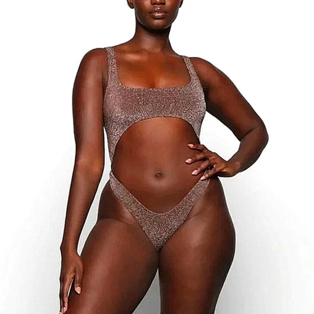 New w/Tags SKIMS Glitter Swim Monokini Cocoa Size 4X